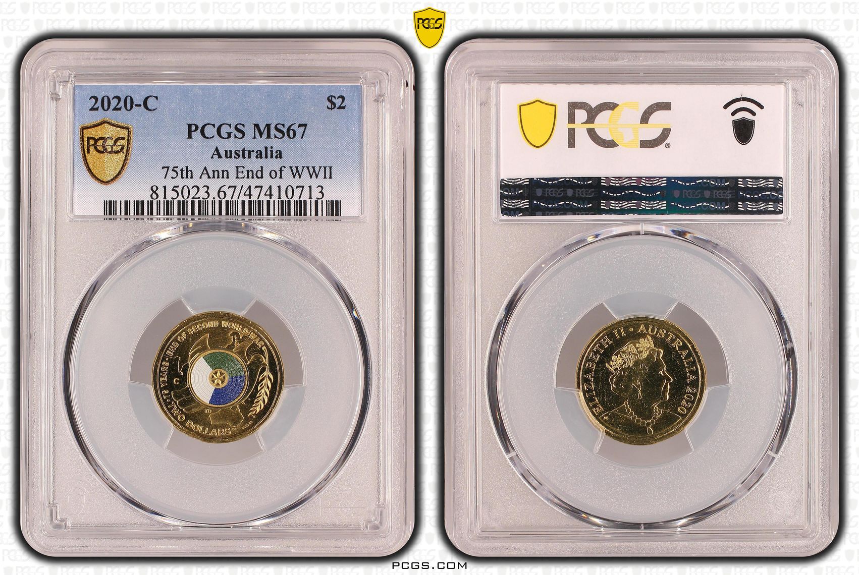 Elizabeth II, 75th Ann End of WWII, Two Dollar, 2020-C, PCGS MS67