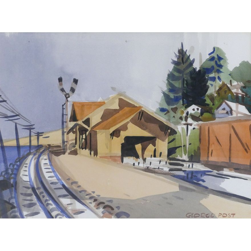 George Post ''Train Station'' Watercolor