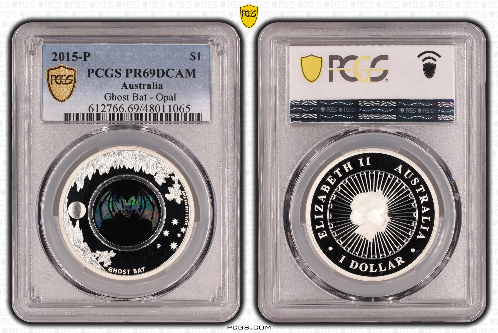 Ghost Bat - Opal, One Dollar, 2015-P, PCGS PR69DCAM