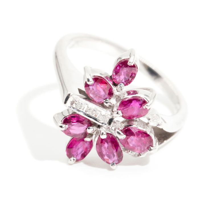Ruby & Diamond Cluster Ring,