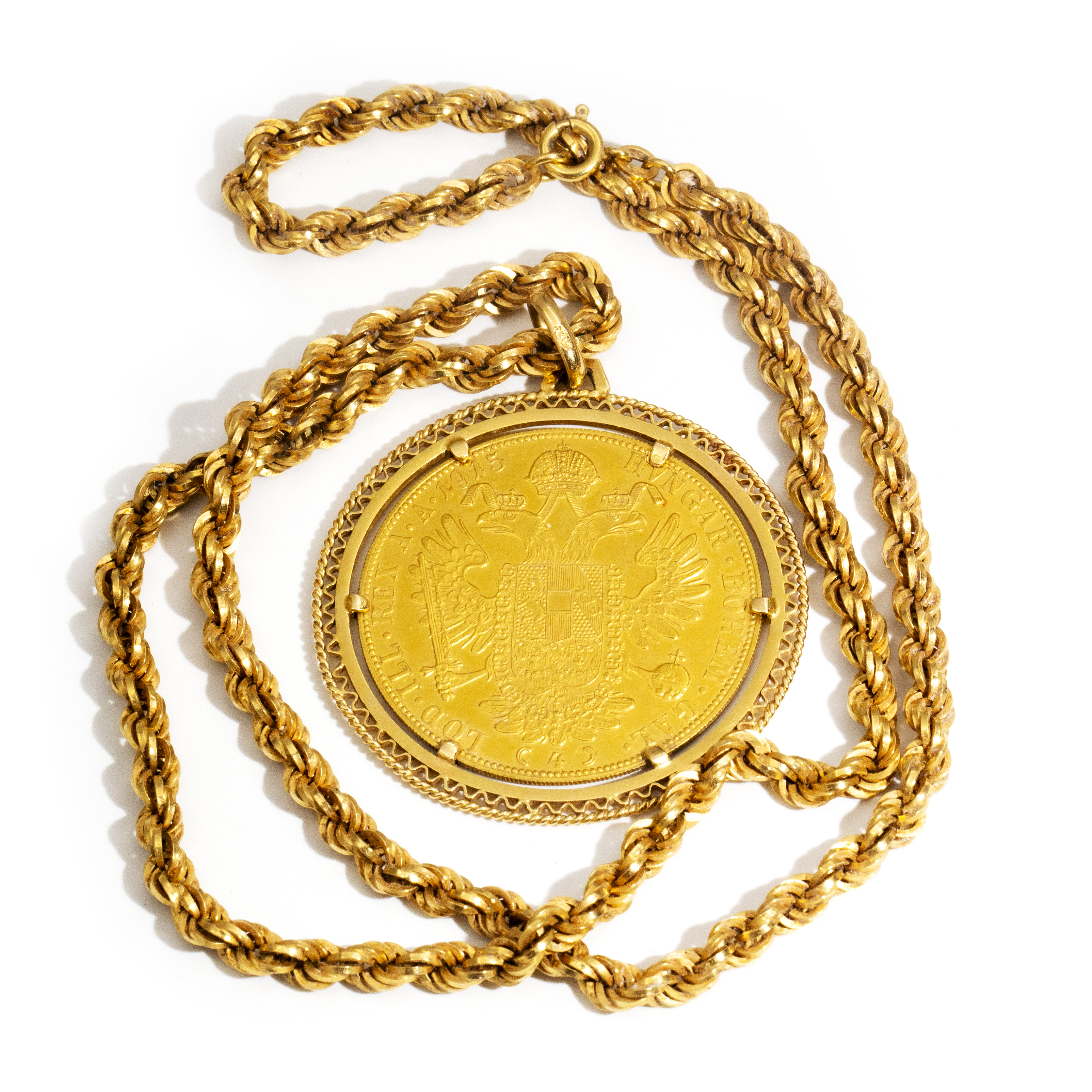 Austria 4 Ducat with 18ct Gold Chain &