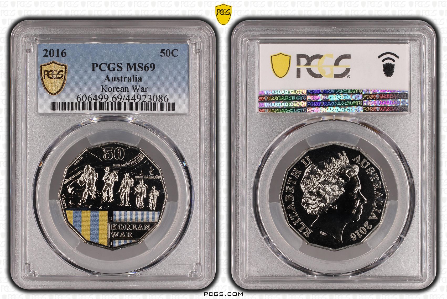 2016 Australia Fifty Cent, 50c Korean War PCGS - MS69 POP 24/0 -086
