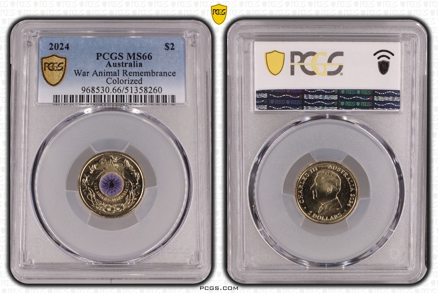 War Animal Remembrance Colorized, Two Dollar, 2024, PCGS MS66