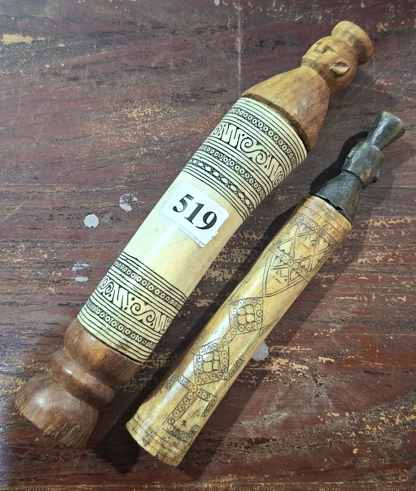 519 · VINTAGE SCRIMSHAW BETEL NUT HOLDERS