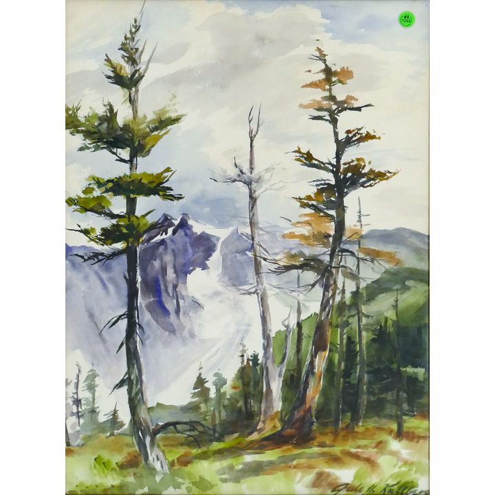 Jule Kullberg ''Northwest Trees'' Watercolor Framed 30''x24''
