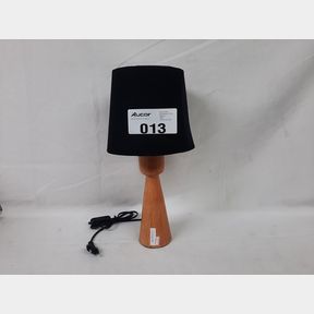 BEDSIDE WOODEN MERANTI STAIN LAMP WITH BLACKSHADE - BEDSIDE WOODEN LAMP