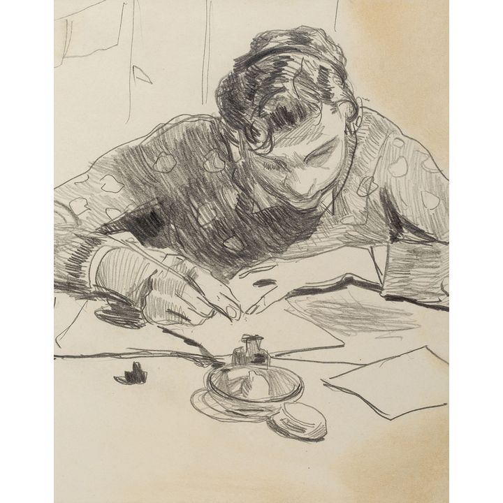Stanisław Kamocki | Młody mężczyzna piszący list, ok. 1925