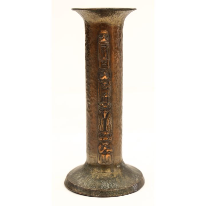 Antique Alaskan Copper Repousse Totem Vase
