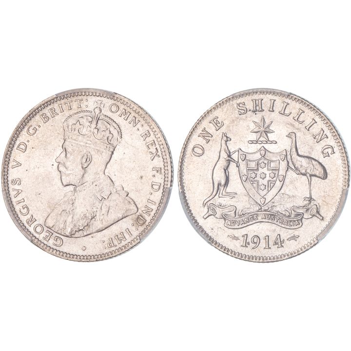 George V, Shilling, 1914, PCGS MS 63