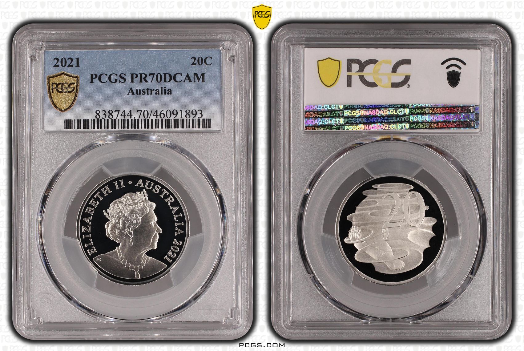 Twenty Cent, 2021, PCGS PR70DCAM