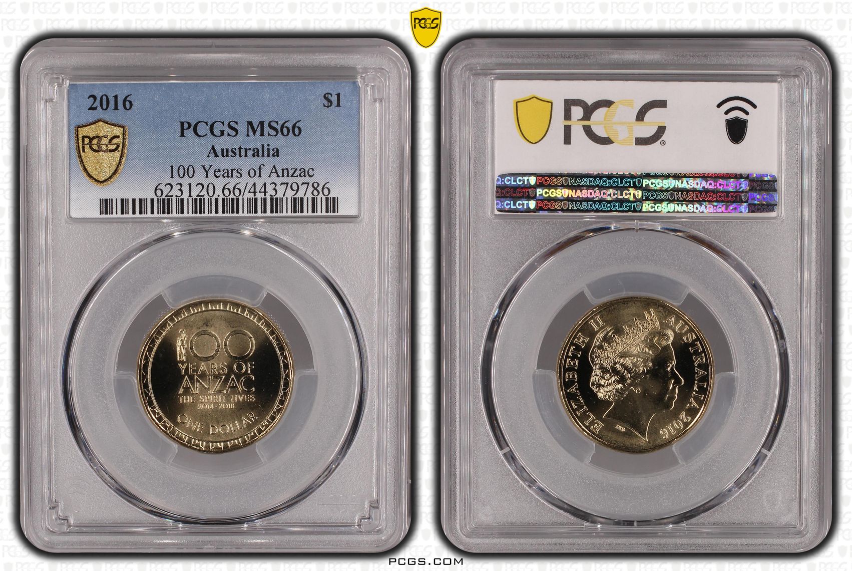100 Years of Anzac, One Dollar, 2016, PCGS MS 66