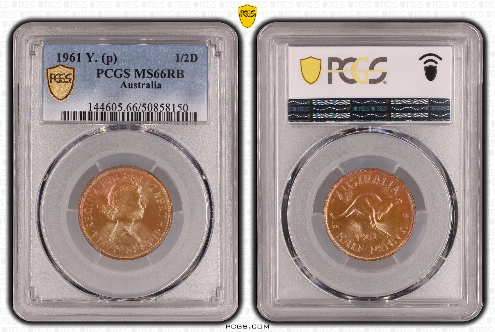 Halfpenny, 1961, PCGS MS66RB