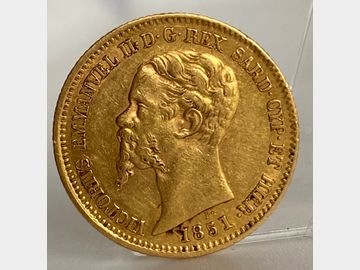 1851 SARDINIA/ ITALIAN VICTOR EMMANUEL 20 LIRA