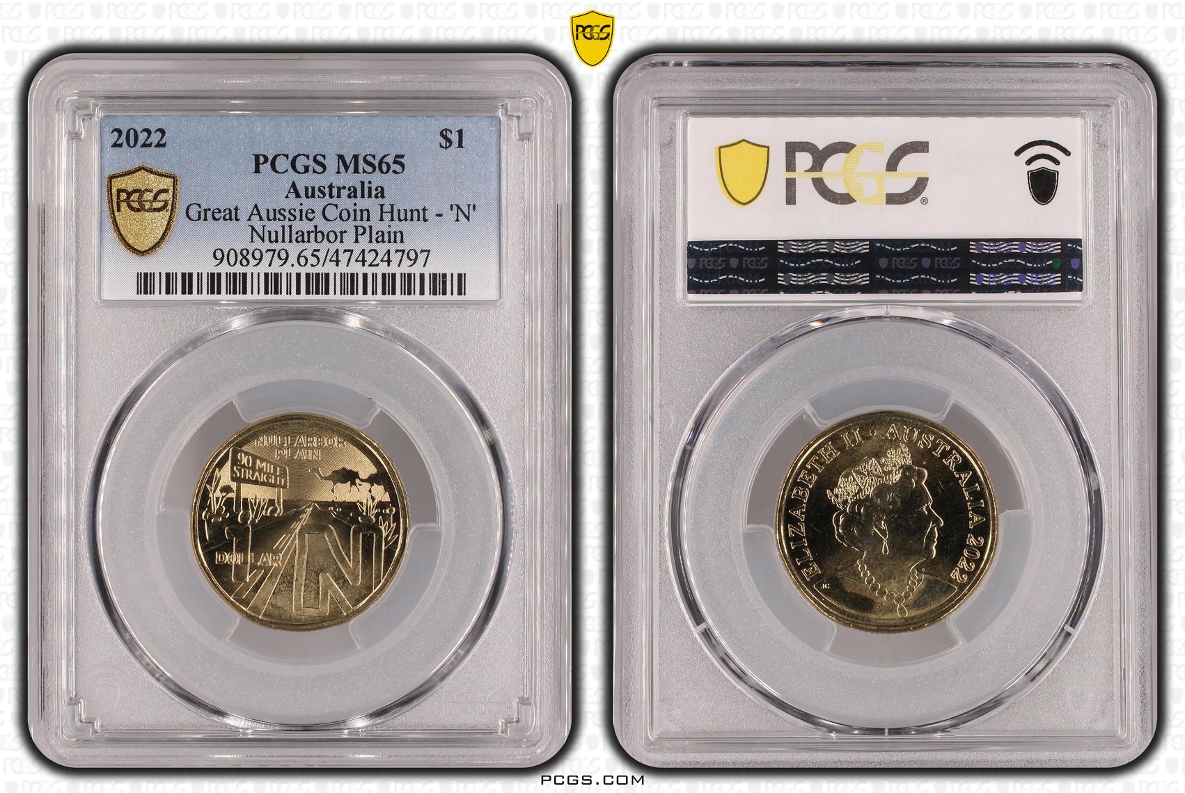Great Aussie Coin Hunt - 'N', One Dollar, 2022, PCGS MS 65