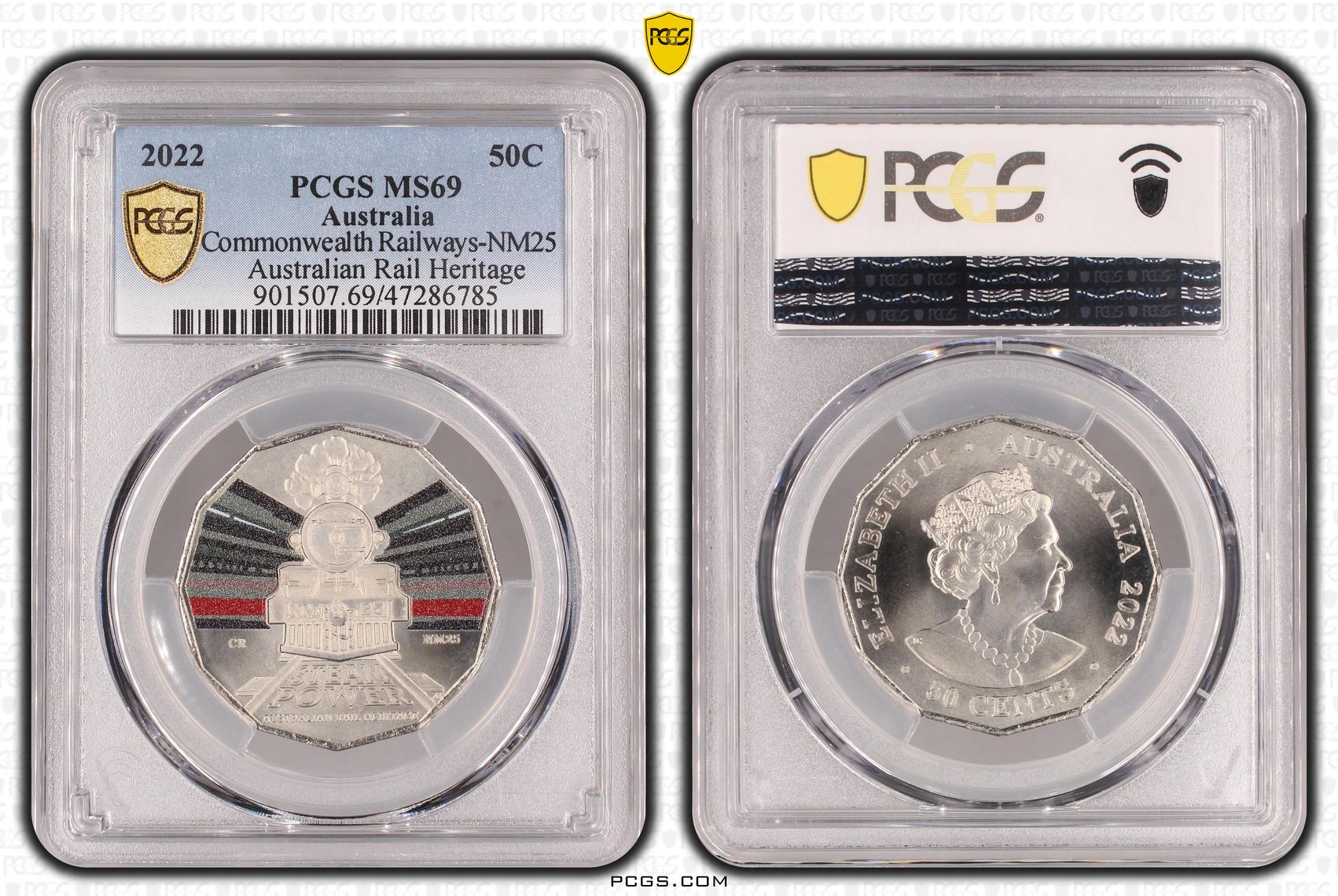 Elizabeth II, Commonwealth Railways-NM25 - Australian Rail Heritage, Fifty Cent, 2022, PCGS MS69