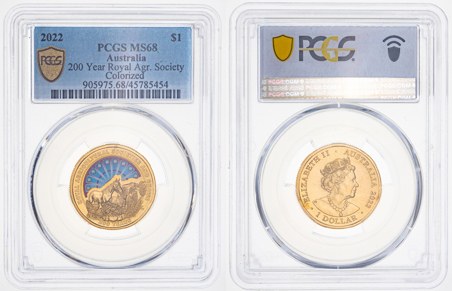 200 Year Royal Agr. Society, One Dollar, 2022, PCGS MS 68