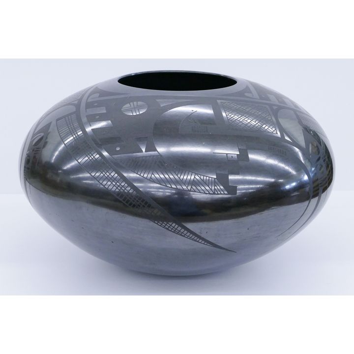 Michael Wisner Large Decorated Blackware Jar