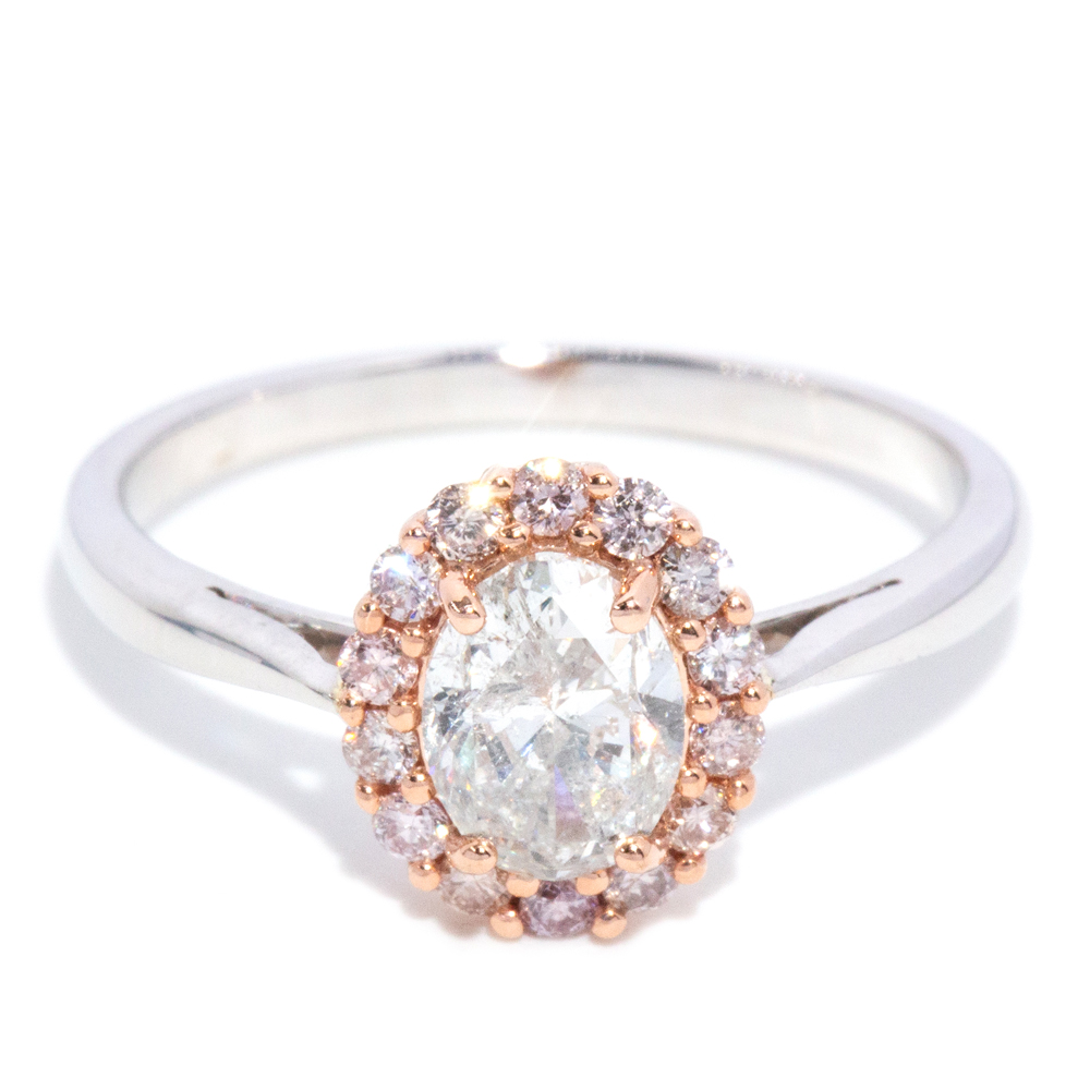 204 · 1.24 Carat Pink Diamond Halo Ring in 14ct Gold
