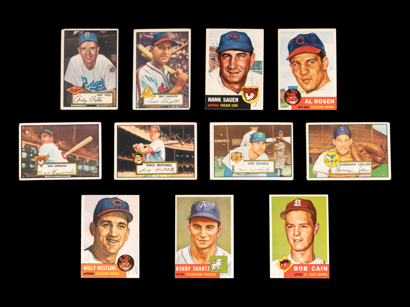 A Group of 11 1952 and 1953 Topps Baseball Cards (Including Andy Pafko 1952 Card No. 1),