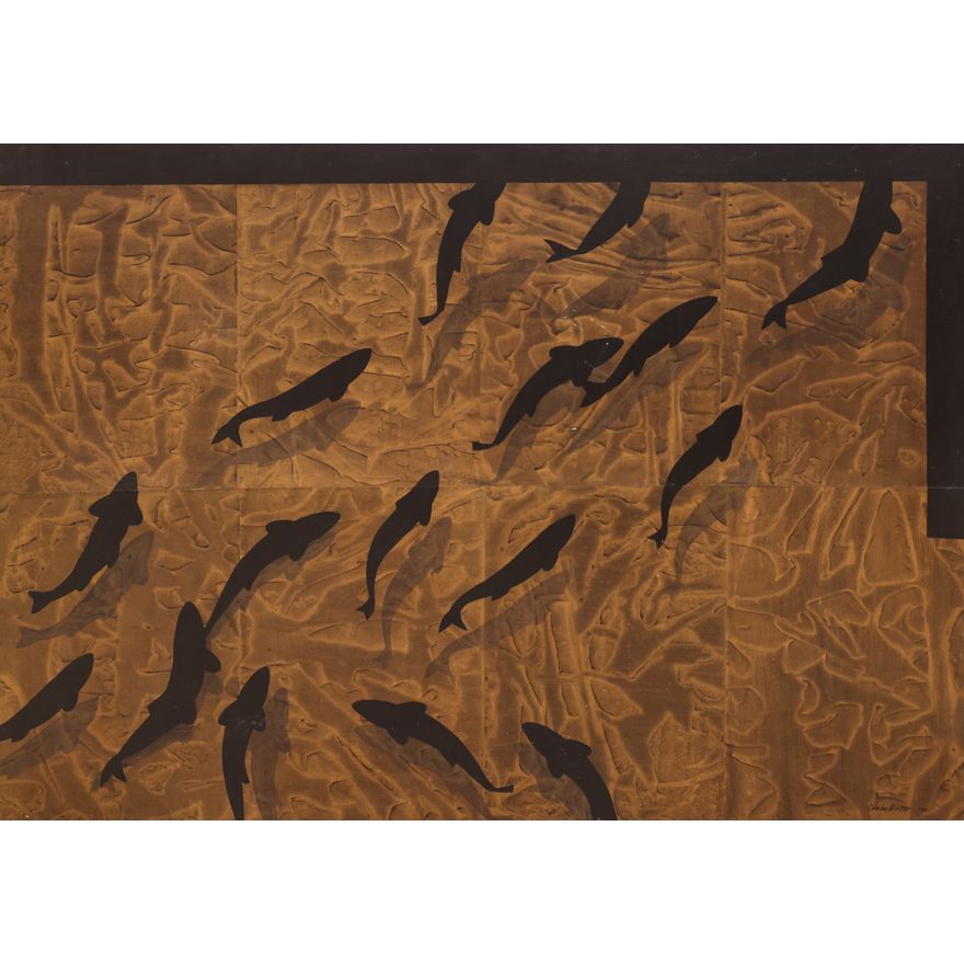 Charles Krafft "Up Stream" 1982 Large Tempera Painting