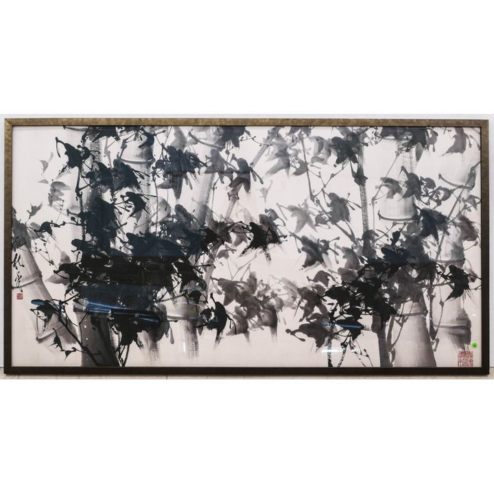 Chungui Mao Large Tree Branches Ink Painting Framed- 37x71''