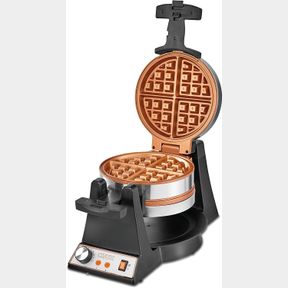 CRUX DOUBLE ROTATING BELGIAN WAFFLE MAKER, KETO CHAFFLES IRON WITH NONSTICK PFOA FREE COPPER PLATES FOR EASY FOOD RELEASE, BROWNIN