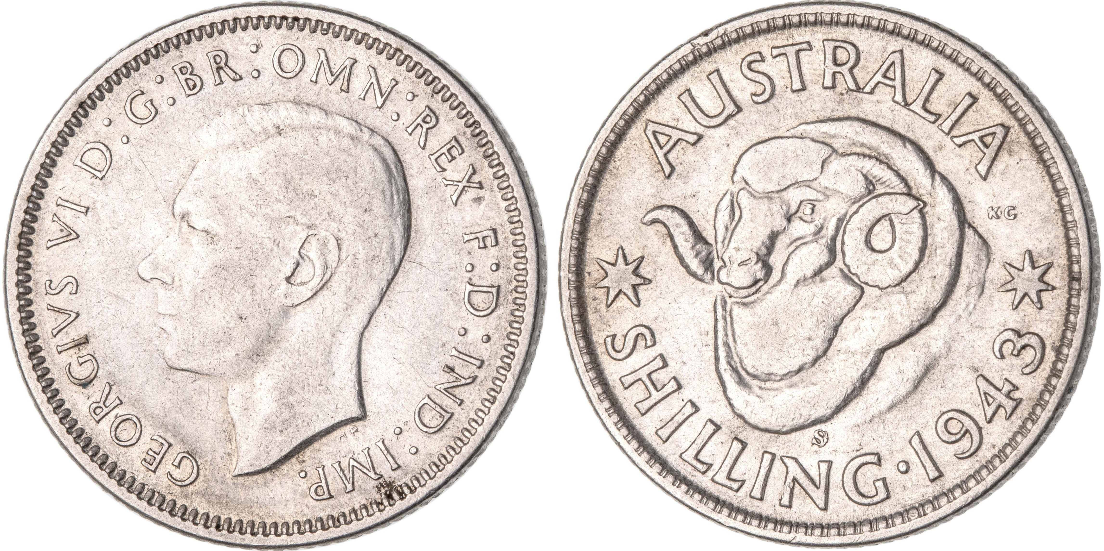George VI, Shilling, 1943-S/D, VF
