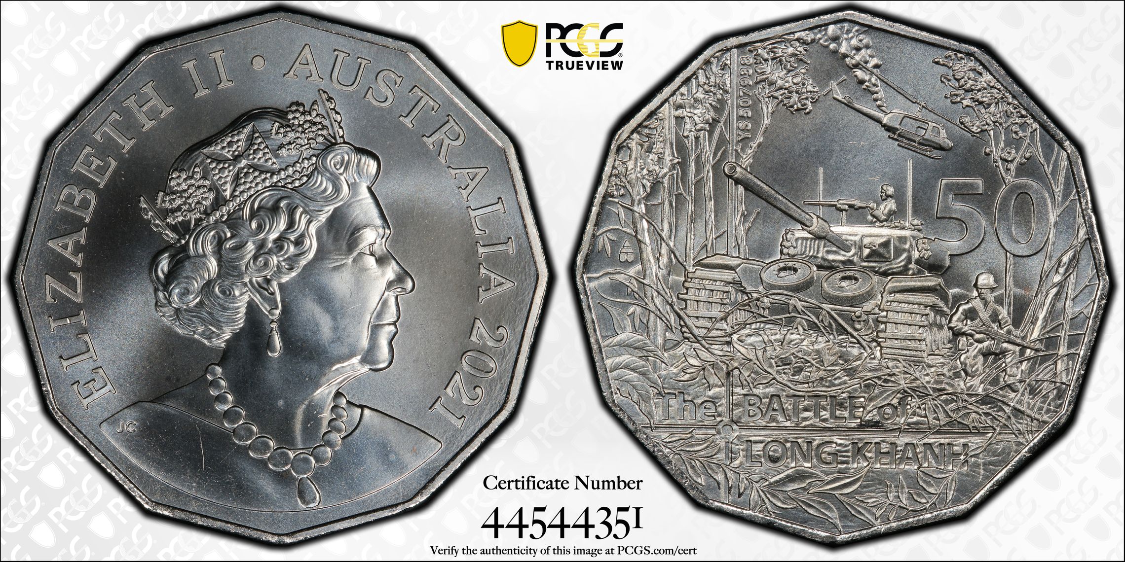 2021 Australia Fifty Cent, 50c Battle of Long Khanh PCGS - MS68 -351