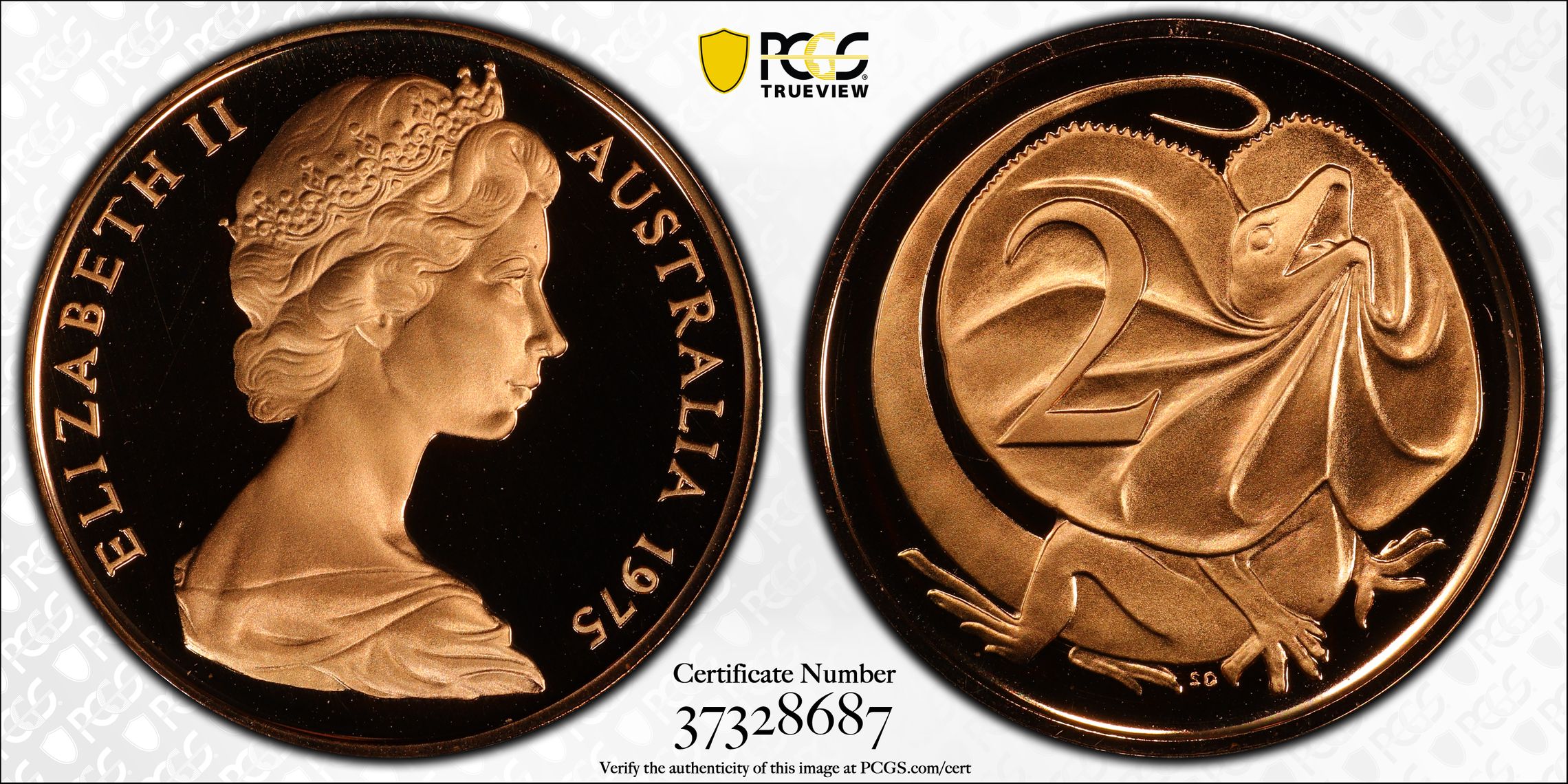 Elizabeth II, Two Cent, 1975, PCGS PR69DCAM