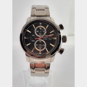 MENS SEIKO - CHRONOGRAPH - STAINLESS STEEL - BLACK FACE WITH DATE FUNCTION - 100M WATER RESISTANT - 43MM FACE - 51633/308