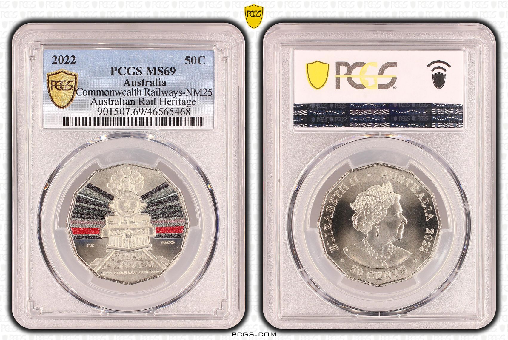 Commonwealth Railways-NM25 Australian Rail Heritage, Fifty Cent, 2022, PCGS MS69