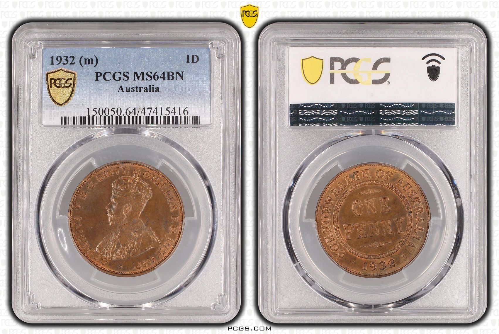 George V, Penny, 1932, PCGS MS64BN