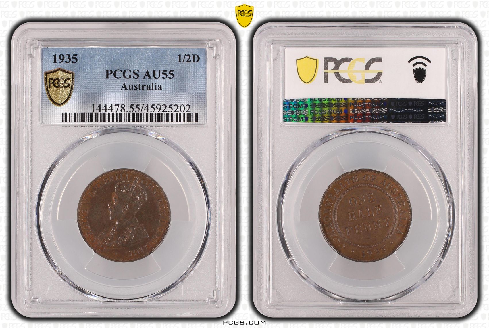 1935 Australia Half Penny PCGS - AU55BN -202