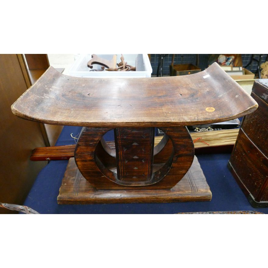 African Ashanti Wood Stool- 13x19x9.5''