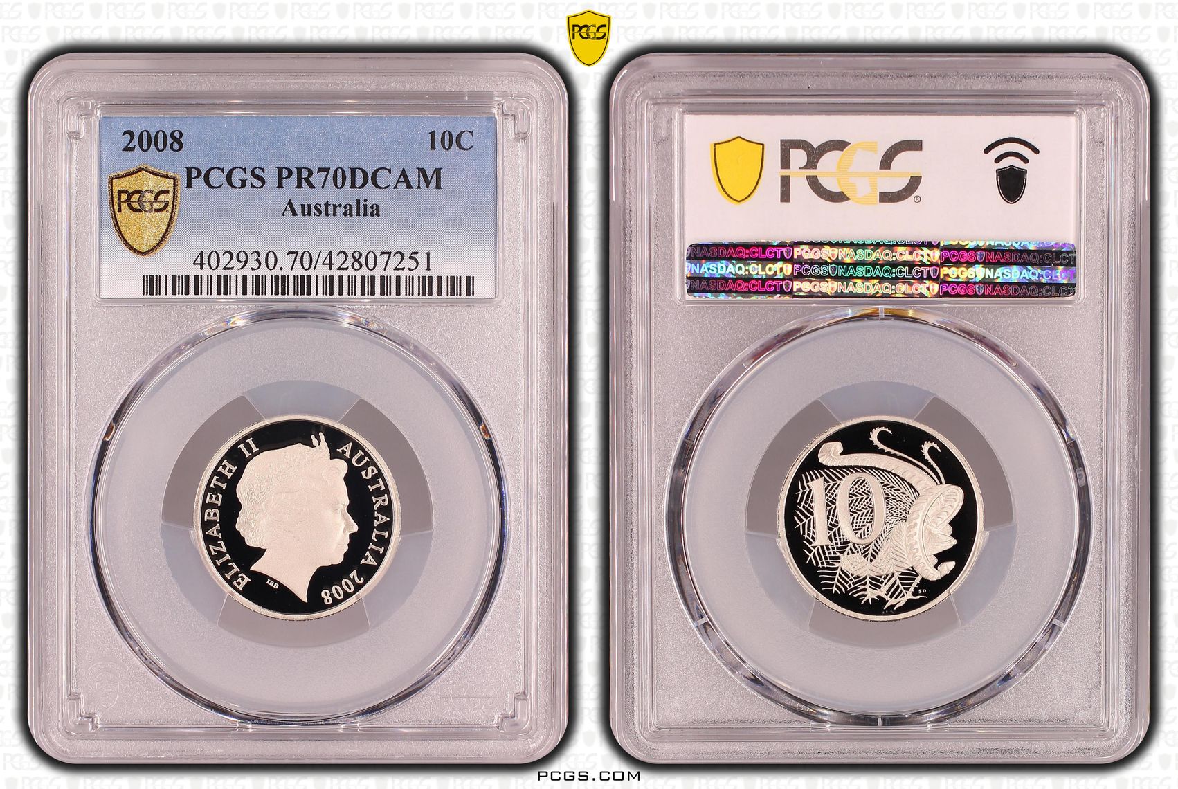 2008 Australia Ten Cent, 10c PCGS - PR70DCAM POP 43/0 -251