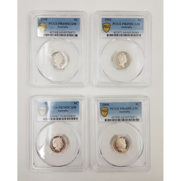 PCGS Graded 5c Coins (x4)