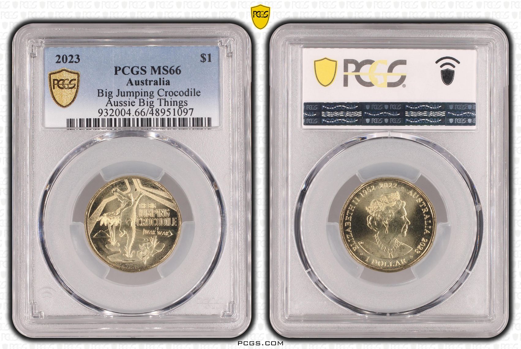 Elizabeth II, Big Jumping Crocodile Aussie Big Things , One Dollar, 2023, PCGS MS66