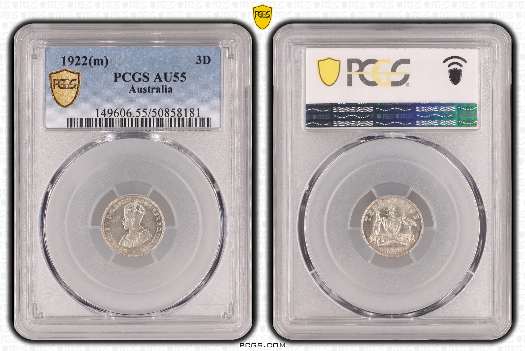 Threepence, 1922(m), PCGS AU55