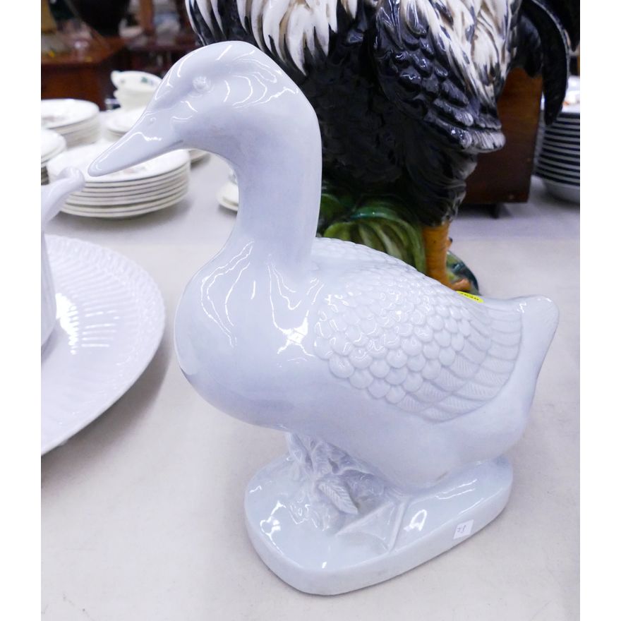 Chinese Blac de Chine Porcelain Duck Figure- 13''