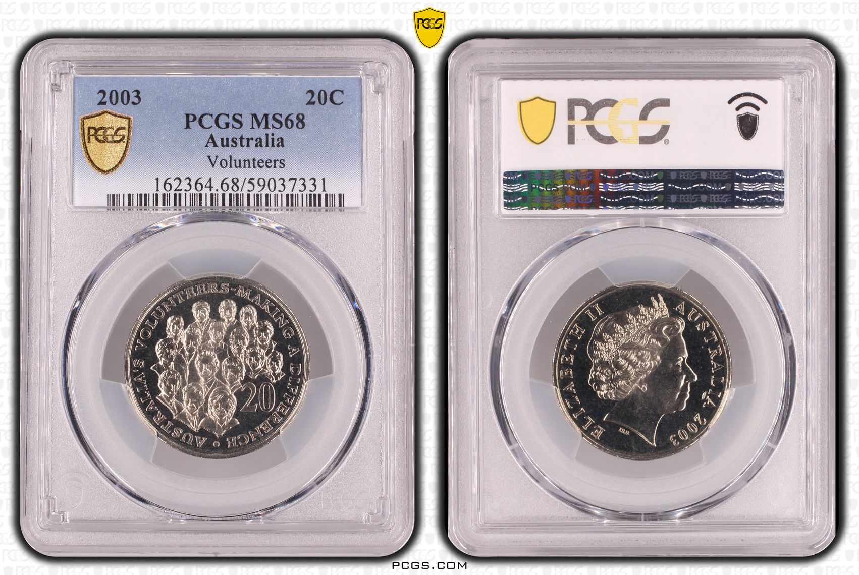 Volunteers, Twenty Cent, 2003, PCGS MS68