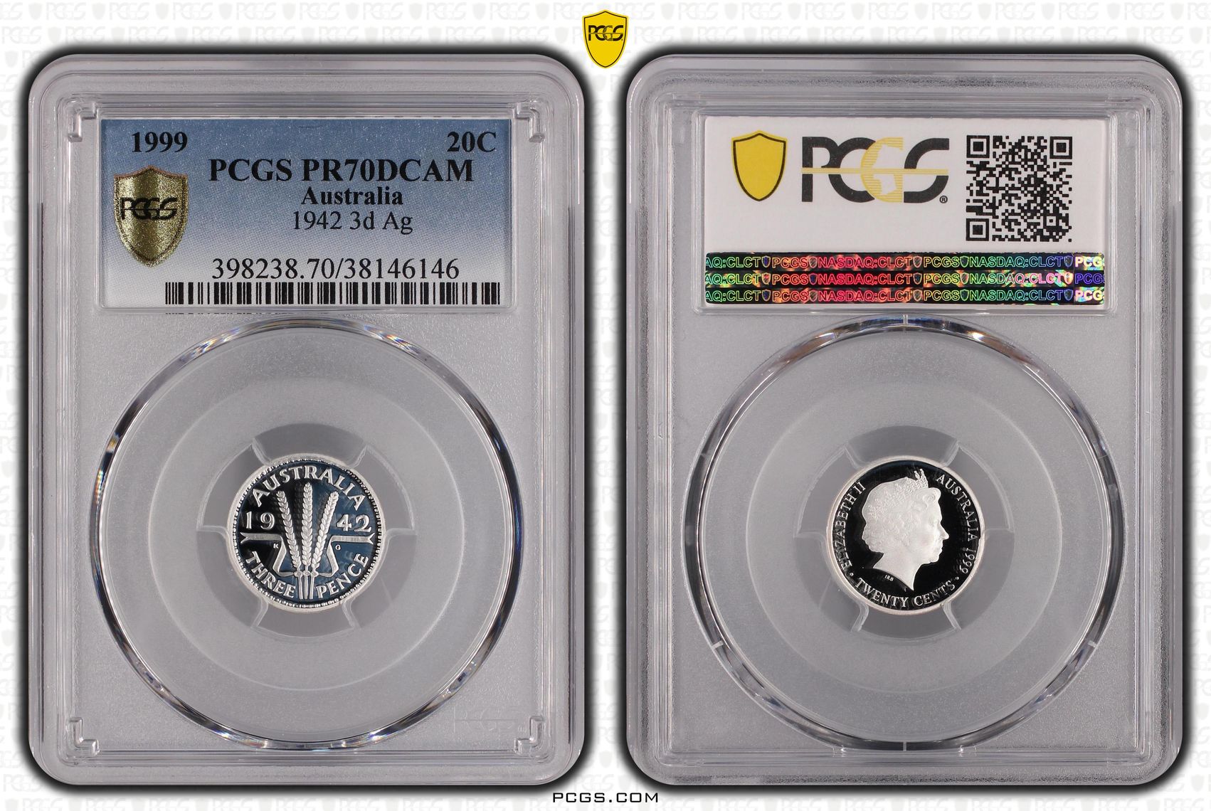 205 · 1999 Australia Twenty Cent, 20c Proof 1942 3d Ag PCGS - PR70DCAM POP 41/0 -146