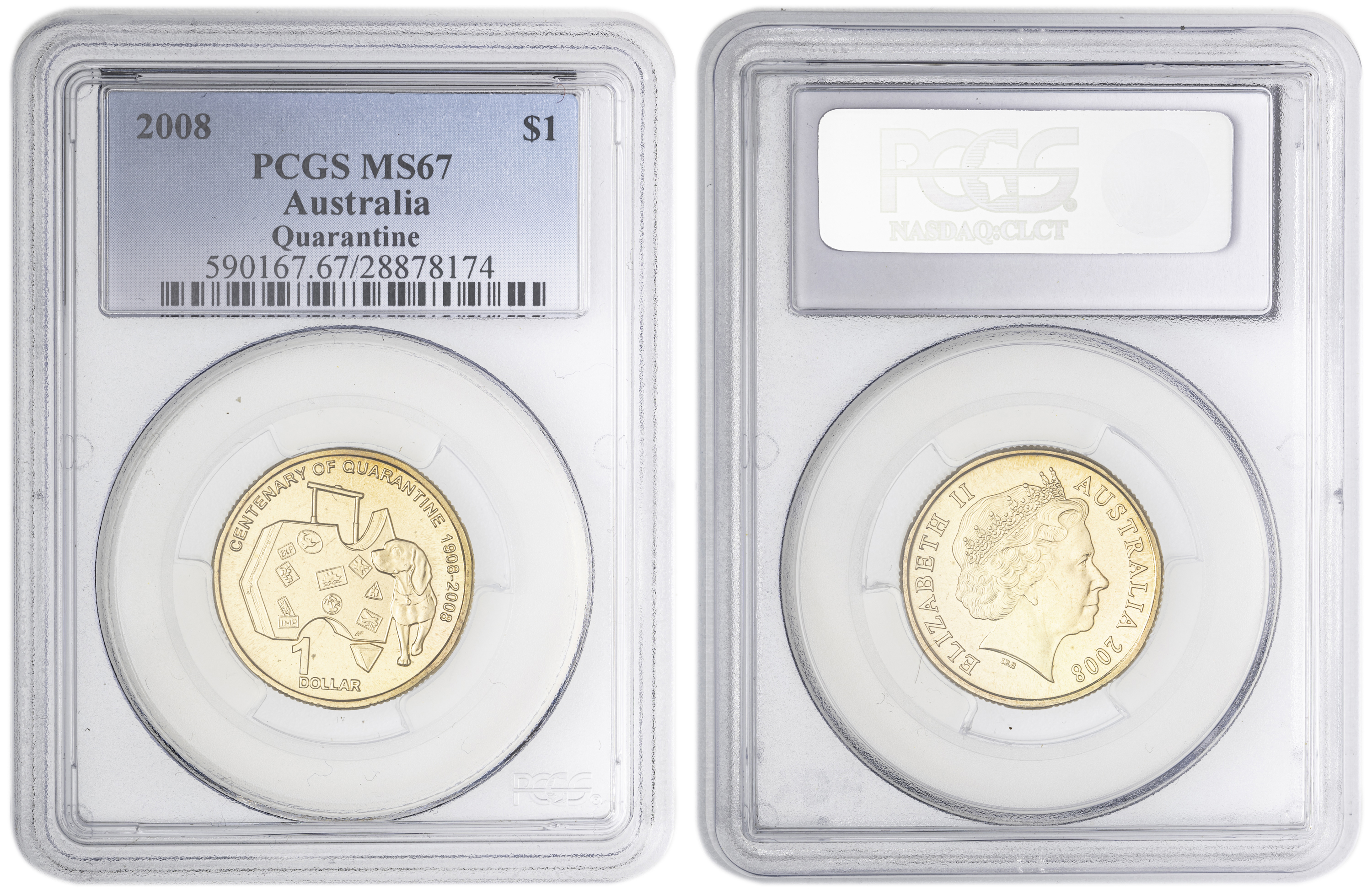 Quarantine, One Dollar, 2008, PCGS MS67