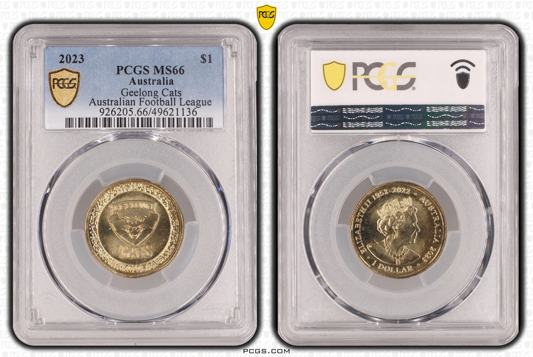 327 · AFL- Geelong Cats POP 4/0, One Dollar, 2023, PCGS MS66
