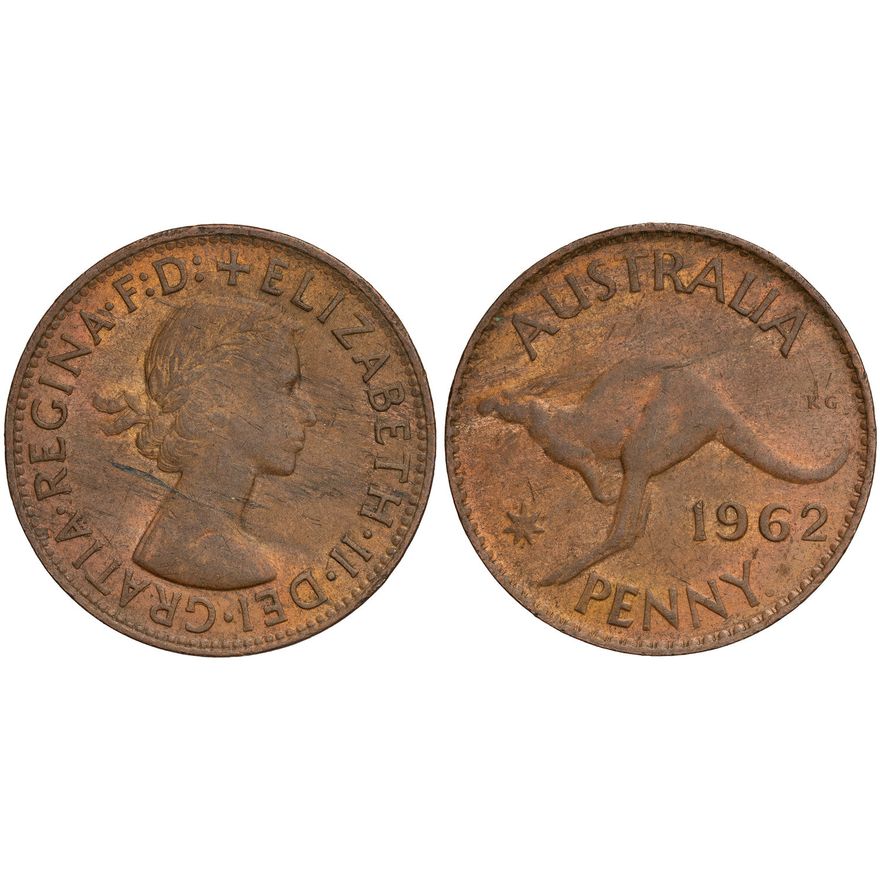 Elizabeth II, Double Nose Variety, Penny, 1962-Y.,  VF
