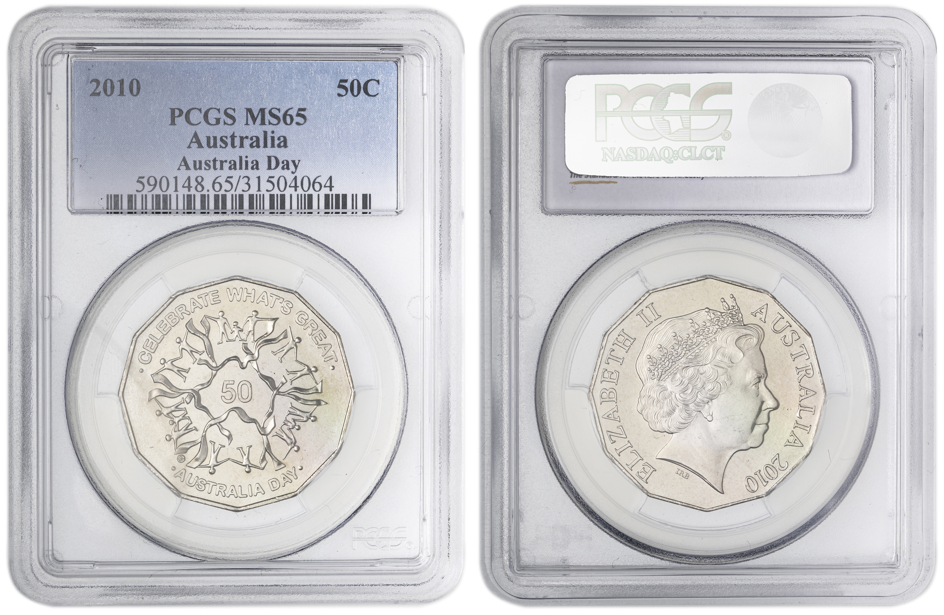 Australia Day , Fifty Cent, 2010, PCGS MS65