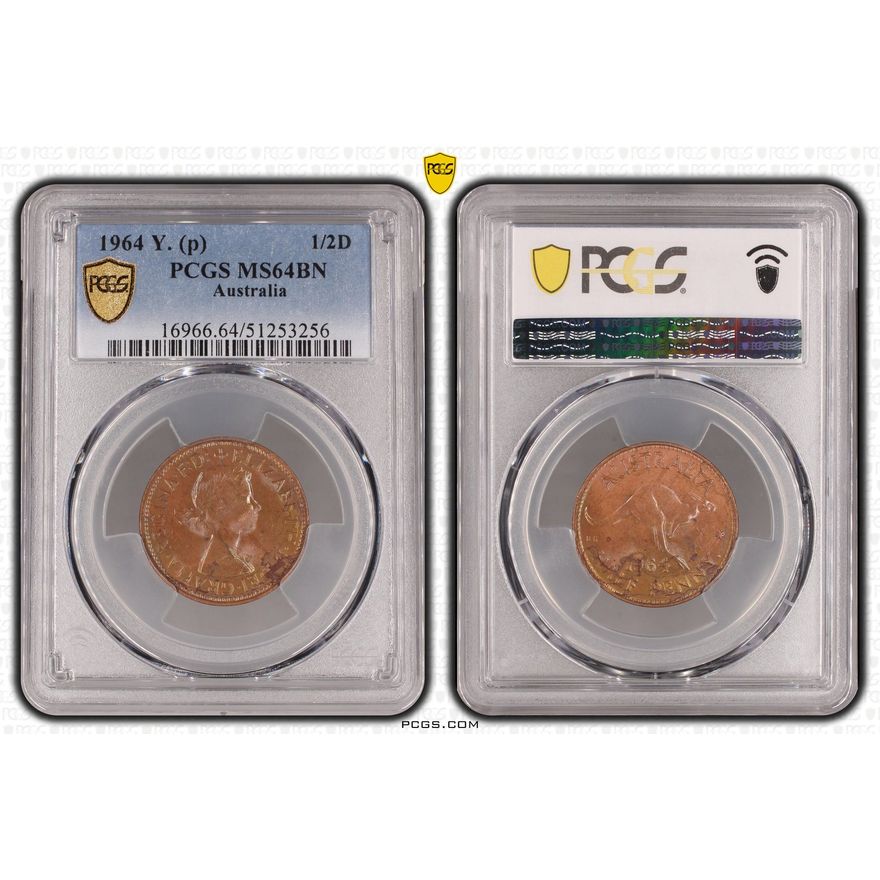 Elizabeth II, Half Penny, 1964, PCGS MS64BN