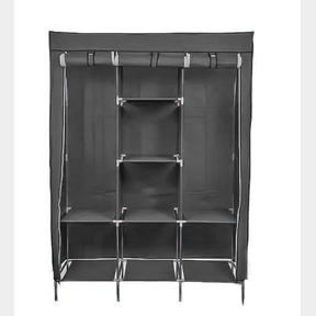 FABRIC WARDROBE STORAGE RACK/ORGANIZER WITH COVER - BLACK -