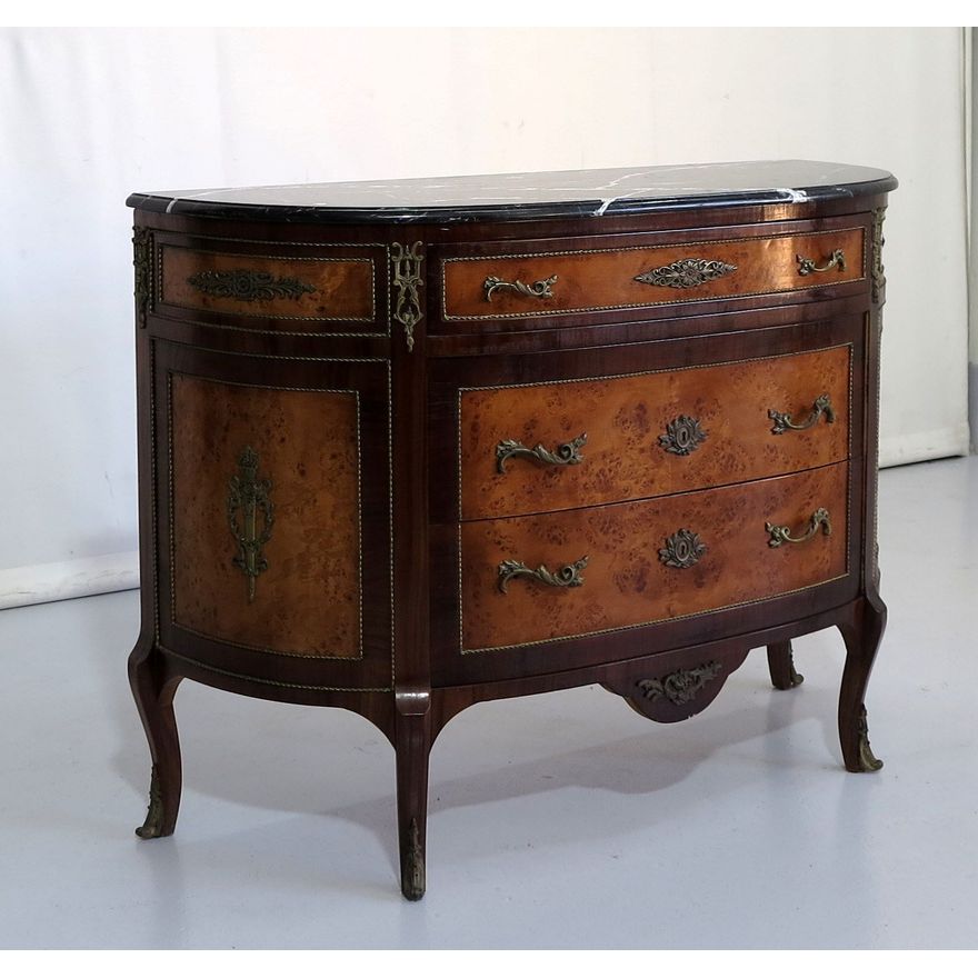 19TH CENTURY STYLE WALNUT MARBLE TOP COMMODE