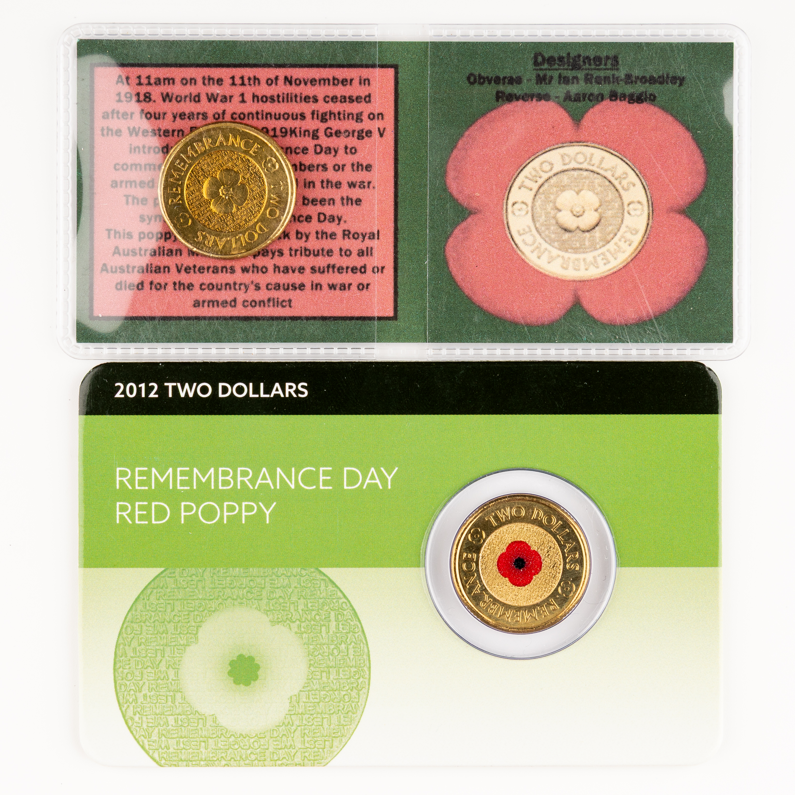 Elizabeth II, Downies - Remembrance Day Red Poppy, Two Dollars, 2012, UNC
