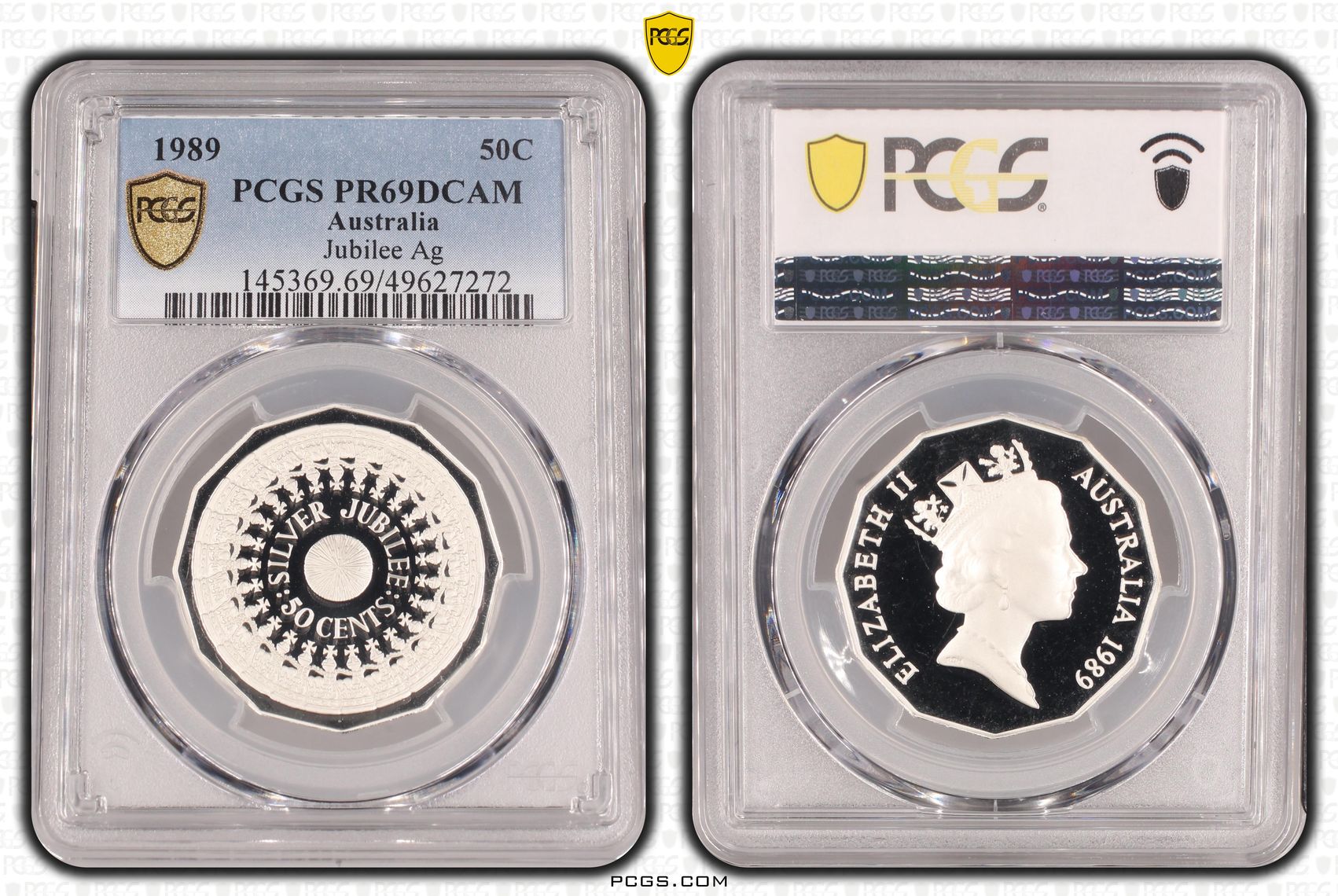 Jubilee Ag , Fifty Cent, 1989, PCGS PR69DCAM
